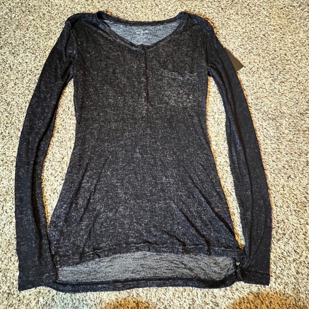 Rails Womens Henley Long Sleeve Top Charcoal Black Burnout Size Medium M USA